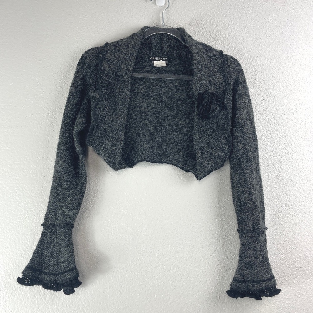 Grifflin Paris Grey Mohair Blend Crop Shrug Grunge Whimsigoth Fairy Size Large